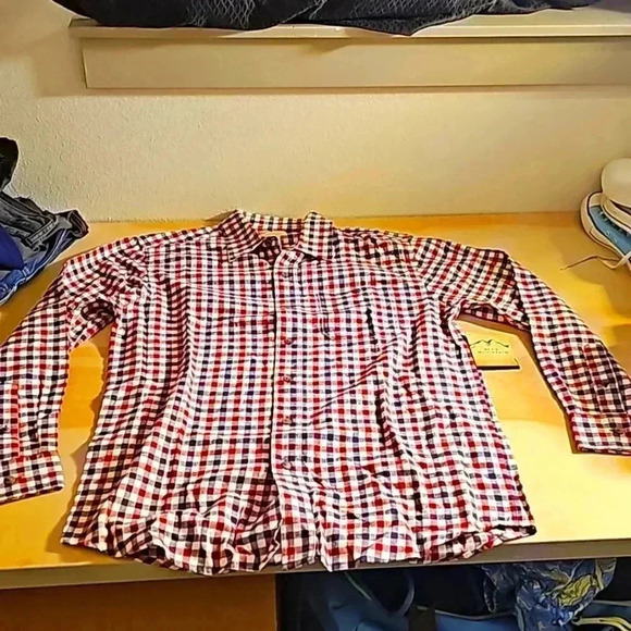 NWT Mens Blue Mountain Red Blue White Check Flannel Medium - Picture 1 of 5